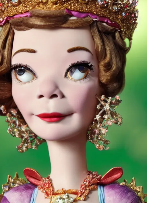 Image similar to closeup face profile portrait of tin toy shirley maclaine as a fairytale princess wearing a crown eating cakes, bikini, depth of field, zeiss lens, detailed, symmetrical, centered, fashion photoshoot, by nicoletta ceccoli, mark ryden, lostfish, breathtaking, 8 k resolution, extremely detailed, beautiful, establishing shot, artistic, hyperrealistic, octane render