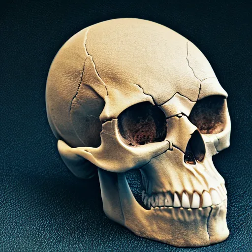 Image similar to A photo of {a skull of an Alien} , professional photograph, studio lighting, highly detailed