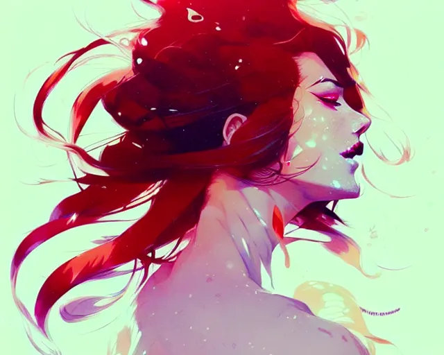 Image similar to a ultradetailed beautiful panting of a stylish woman with flowing hair, by conrad roset, greg rutkowski and makoto shinkai, trending on artstation