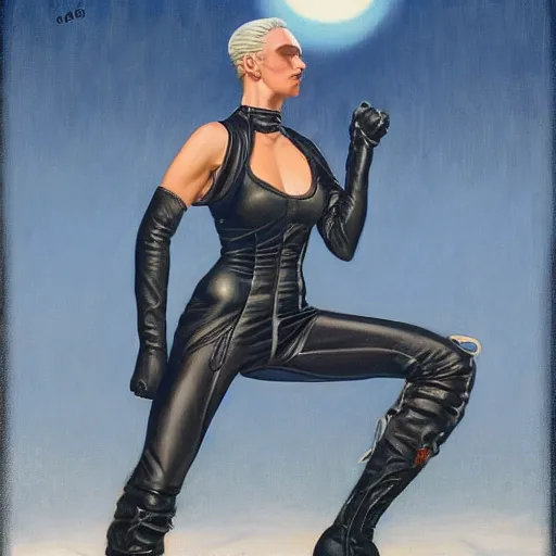 Image similar to spandex, gloves and boots, by gerald brom