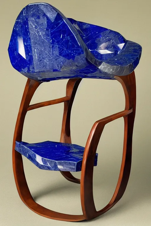 Image similar to a large chair made out of sapphire stone