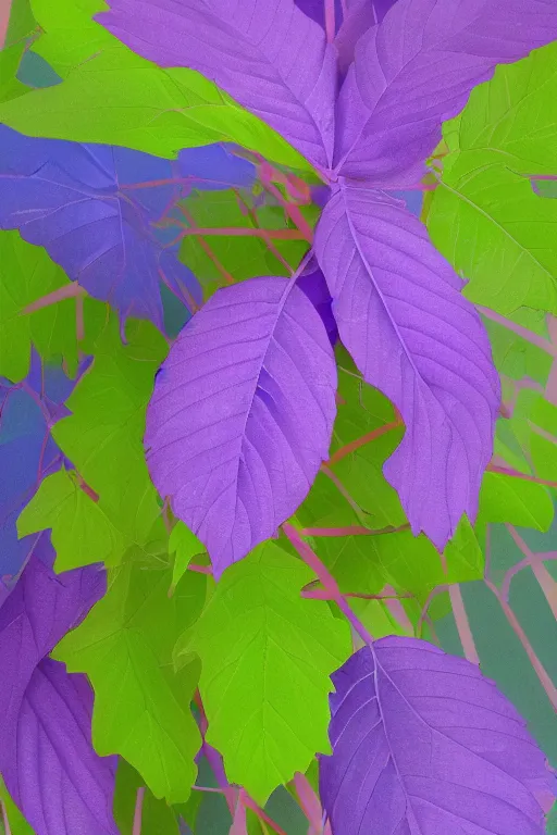 Prompt: a purple and blue plant with lots of leaves, a computer rendering by agnes lawrence pelton, featured on polycount, computer art, rendered in cinema 4 d, octane render, rendered in maya