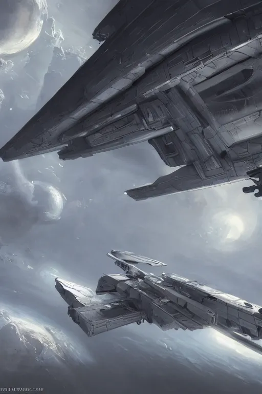 Prompt: grey scifi spacecraft fired from launch platform, landscape, alex ross, eddie mendoza, raphael lacoste, sebastian ludke, concept art, matte painting, highly detailed, rule of thirds, dynamic lighting, cinematic, realism, realistic, photo real, detailed, magnificiant landscape, denoised, centerd