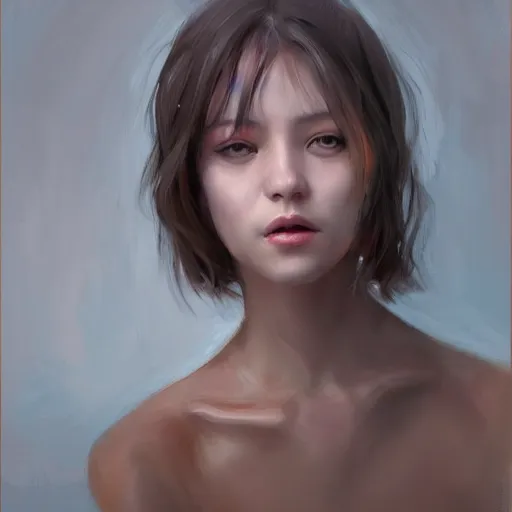 Prompt: female portrait, by wlop