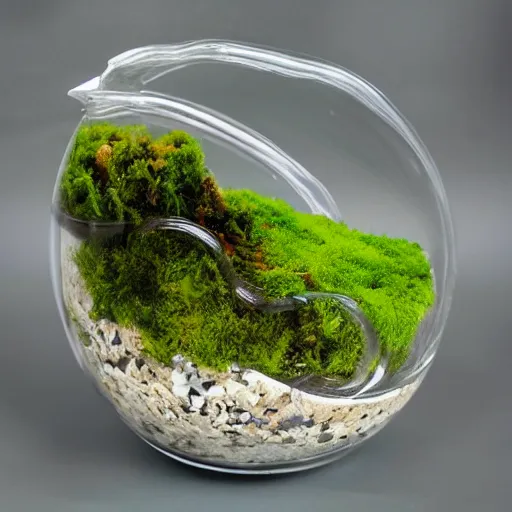 Image similar to moss terrarium, product photo, high quality, 4 k, beautiful design, innovative