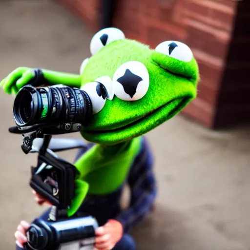 Prompt: DSLR photo of Kermit the Frog riding a pig