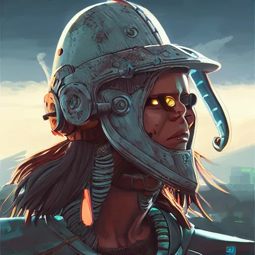 Image similar to cyberpunk viking helmet mask warrior goddess robot ninja fantasy, art gta 5 cover, official fanart behance hd artstation by jesper ejsing, by rhads, makoto shinkai and lois van baarle, ilya kuvshinov, ossdraws