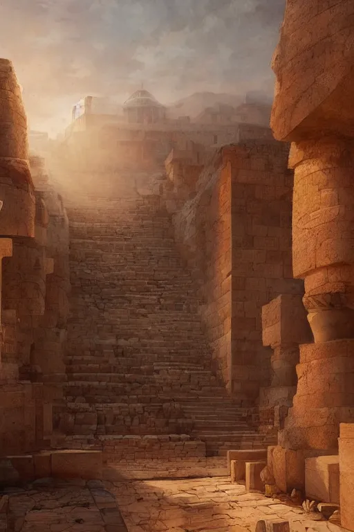 Image similar to ancient city of gyza at the time of the pharaohs, intricate, elegant, volumetric lighting, digital painting, highly detailed, artstation, sharp focus, illustration, concept art, ruan jia, steve mccurry