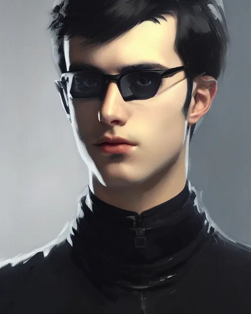 Image similar to a ultradetailed beautiful panting of a european young man wearing black medical mask and black long coat, by ilya kuvshinov, greg rutkowski and makoto shinkai, trending on artstation