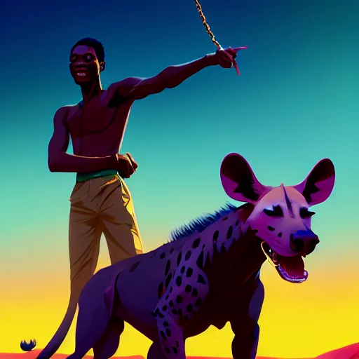 Prompt: fela kuti posing with a chained hyena, vector minimalist, loftis, cory behance hd by jesper ejsing, by rhads, makoto shinkai and lois van baarle, ilya kuvshinov, rossdraws global illumination, 4 k, detailed face