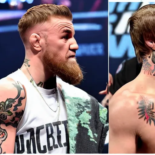 Image similar to justin bieber vs conor mcgregor