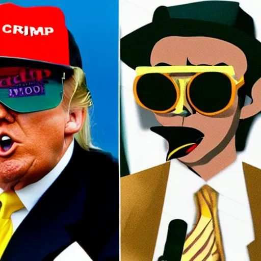 Image similar to donald trump as hunter s thomson from fear in loathing in las vegas