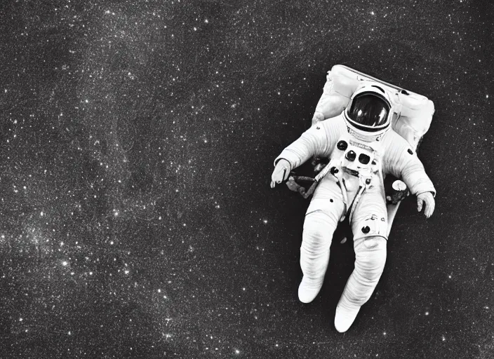 Prompt: black and white, award winning photography of an astronaut floating in the middle of the space in a fetal pose, ultra detailed, dramatic lighting, cinematic composition, sadness, desolation