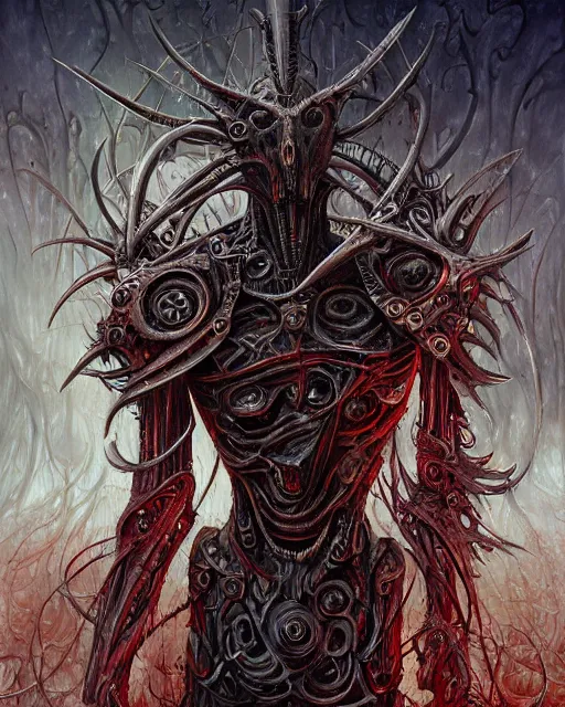 Image similar to bloody fleshmetal cyborg daemonhost, by antonio j. manzanedo, giger, alex grey, android jones, wayne barlowe, philippe druillet, raymond swanland, cyril rolando, josephine wall, harumi hironaka, trending on artstation