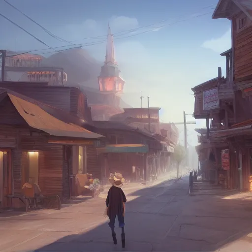 Image similar to a digital painting of an old western town, concept art by Makoto Shinkai, cg society contest winner, photorealism, 2d game art, concept art, matte painting