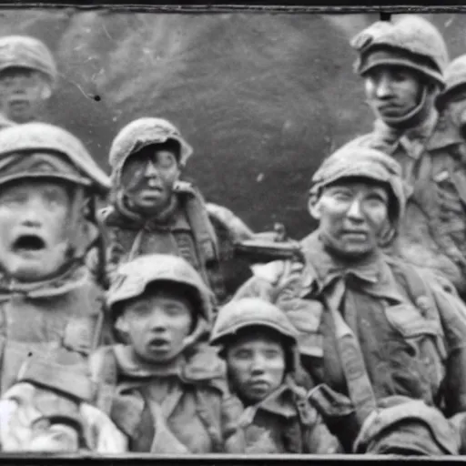 Image similar to photo of tiny soldiers during a war, 35mm