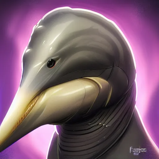 Prompt: cybernetic bottlenose dolphin headshot profile picture, commission on FurAffinity, renowned character illustration, unreal engine