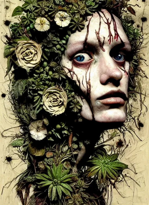 Image similar to beautiful and detailed rotten woman made of plants and many different types of flowers, muscles, intricate, organs, ornate, surreal, john constable, guy denning, dan hillier, sorolla