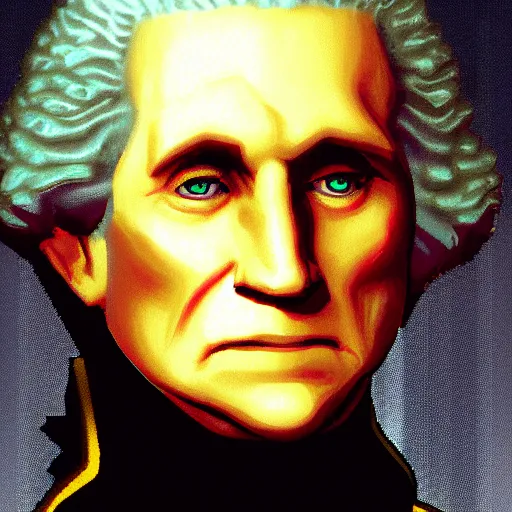 Image similar to PSX JRPG character portrait of a demon knight George Washington