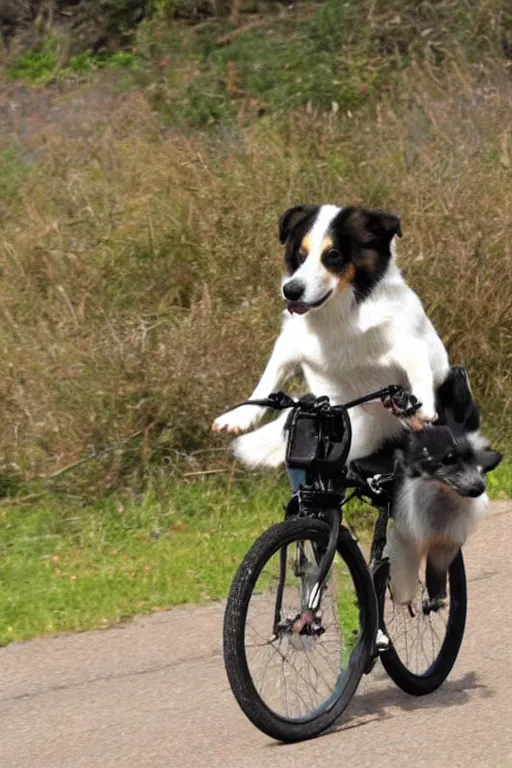 Image similar to dog riding a bike