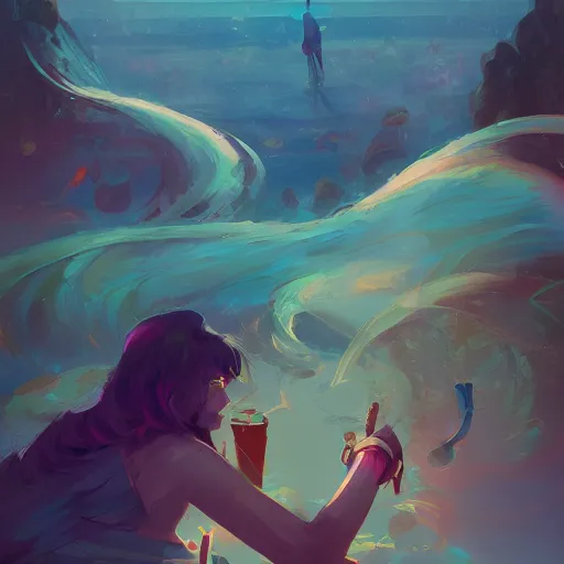 Image similar to prompt truncated after tokenization, d & d, digital painting, artstation, ristan eaton, victo ngai, artgerm, rhads, ross draws, anime styled