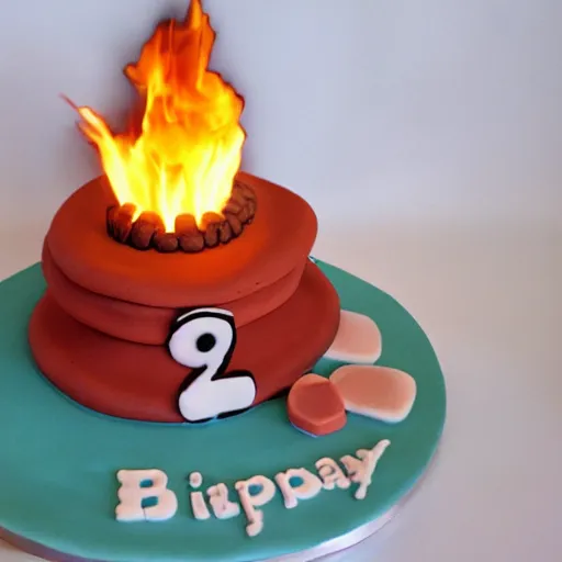 Prompt: bippy cake on fire