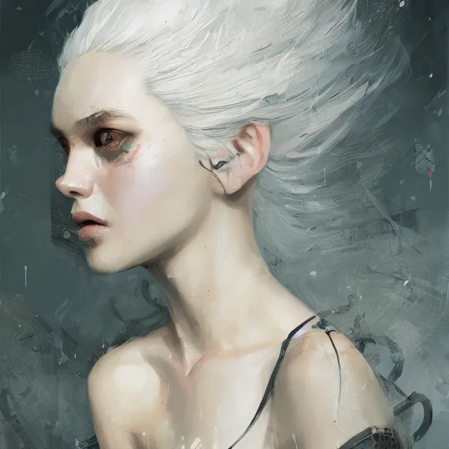 Image similar to beauty girl, white hair, hyper detailed, insane details, intricate, elite, elegant, luxury, by ismail inceoglu dragan bibin hans thoma greg rutkowski alexandros pyromallis rene maritte illustrated, perfect face, fine details, realistic shaded, fine - face, pretty face