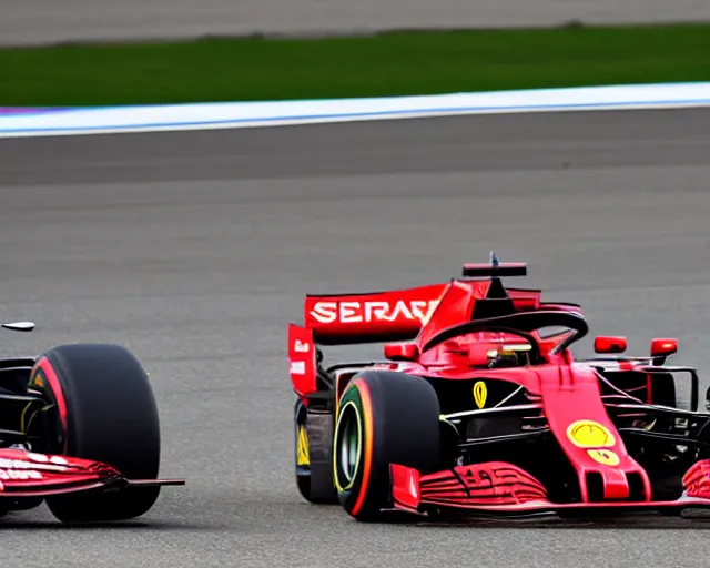 Image similar to live action photo of the 2 0 2 1 f 1 scuderia ferrari, 8 k, sports photography