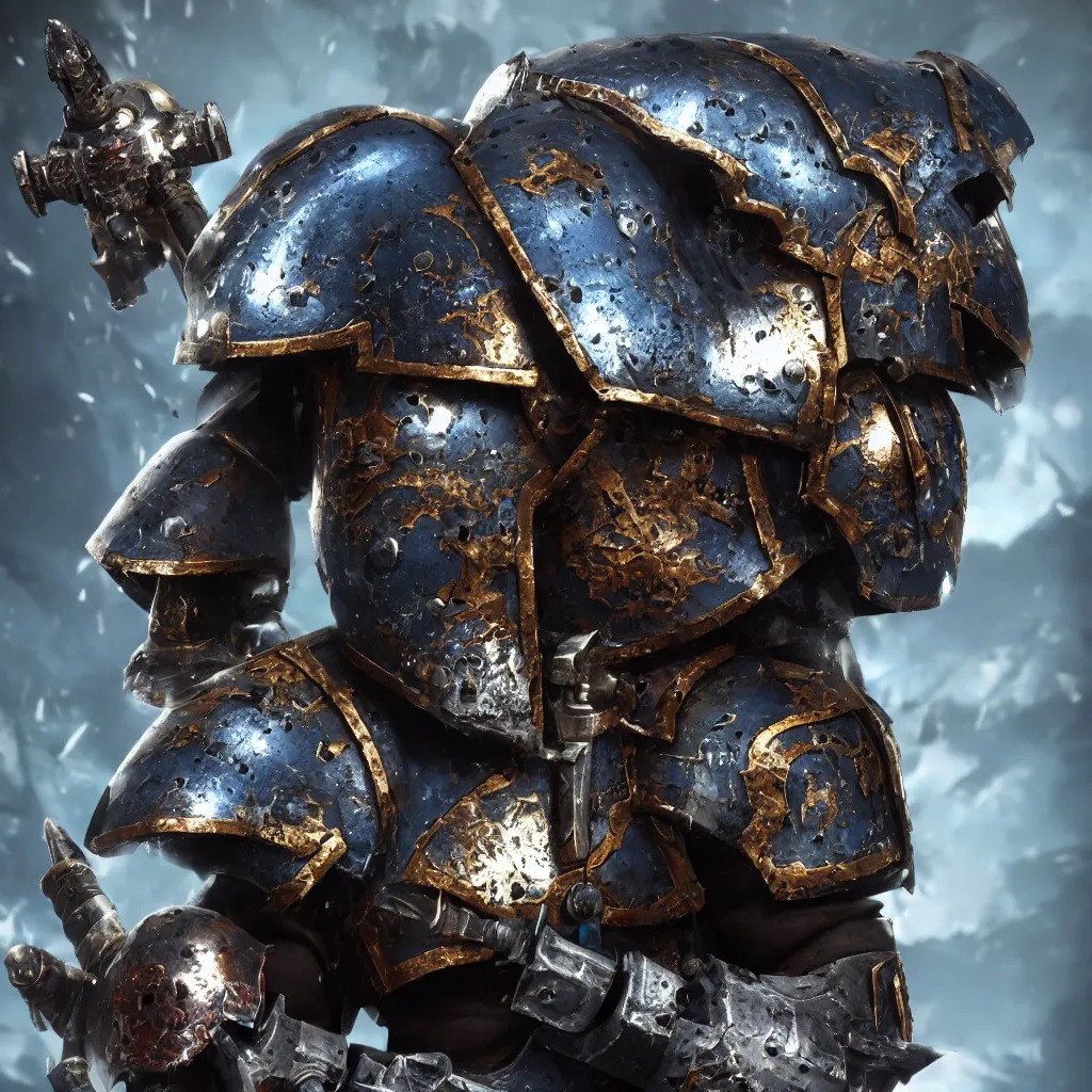 Image similar to grimdark warhammer 4 0 k, space marine, uruk hai helmet, unreal engine, 8 k, ultra realistic, ultra detail