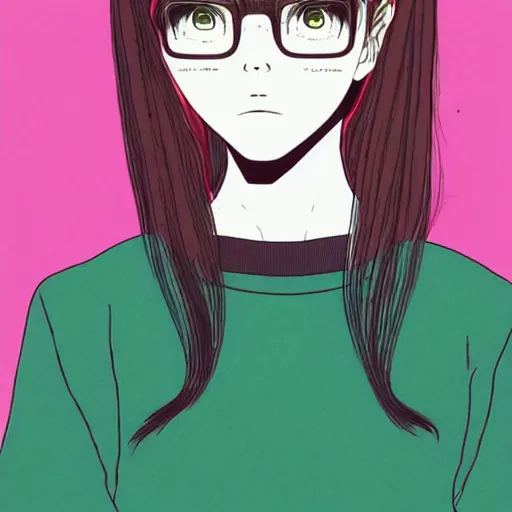 Image similar to a portrait of a girl by inio asano, hiroyuki takahashi color scheme