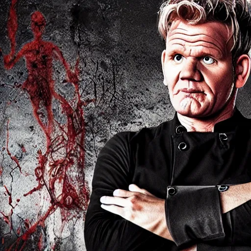 Prompt: gordon ramsay as a horror movie villain