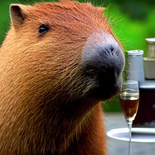 Image similar to capybara head, a man wearing a suit capybara head (smoking cigar)