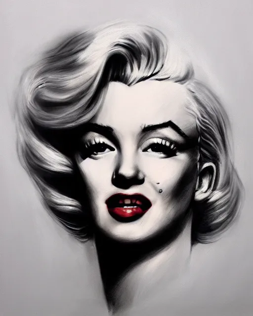 Prompt: charcoal portrait of Marilyn Monroe by Mandy Jurgens and Richard Schmid