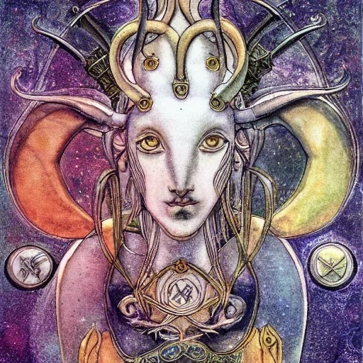 Image similar to aries zodiac artwork, mystic tarot style, detailed, 8 k, symmetrical, by brian froud