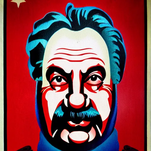 Image similar to communist clown portrait, soviet propaganda style, poster, stalin