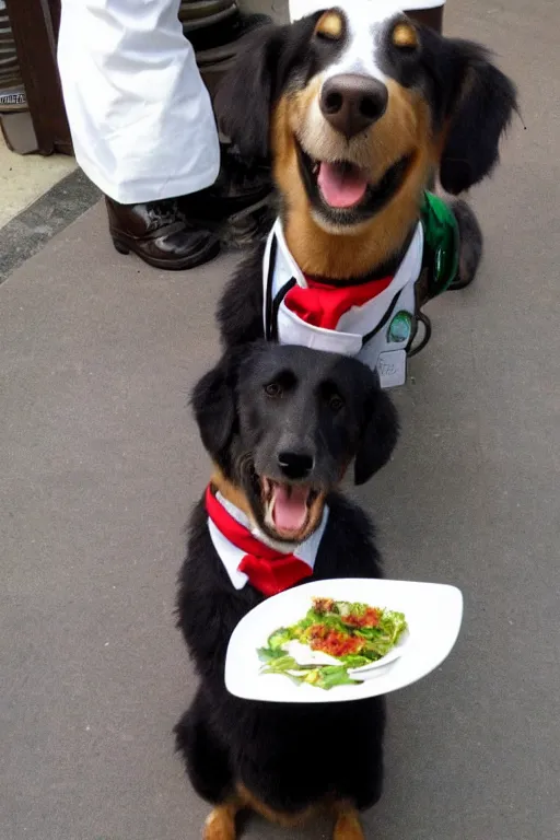 Prompt: waiter dog