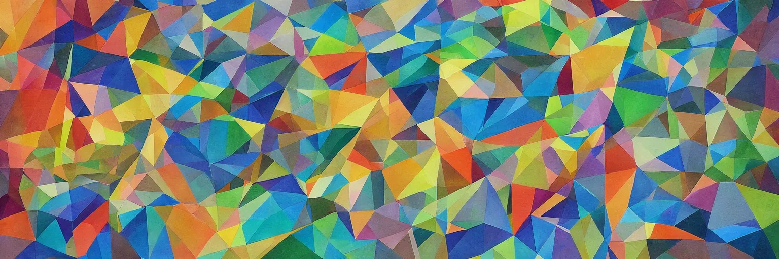 Image similar to landscape scenery, Mural, Hyperprism, Geometric, Polygonal