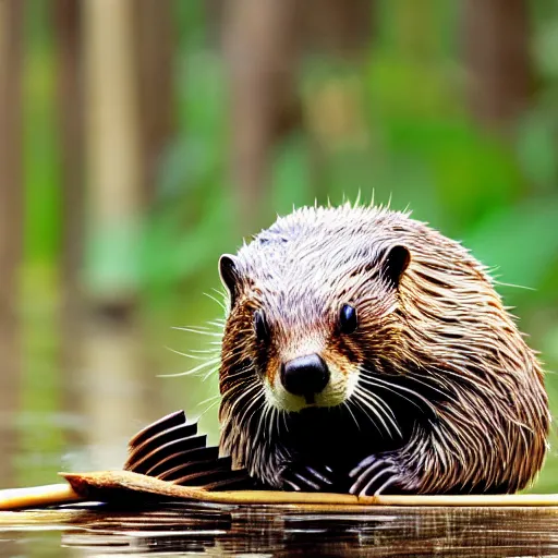 Image similar to wildlife photography of a beaver chewing down a bamboo shoot, f / 1. 8, soft focus, 8 k, national geographic, award - winning photograph by nick nichols