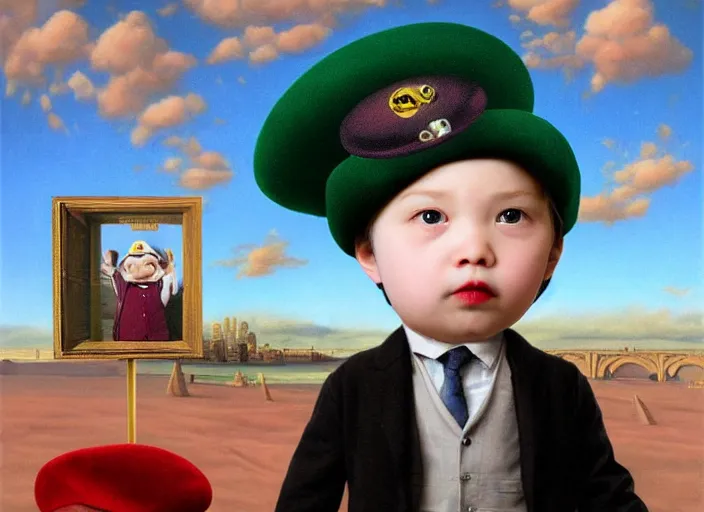 Image similar to a peanut wearing beret and suit, lowbrow, matte painting, 3 - d highly detailed, in the style of mark ryden,