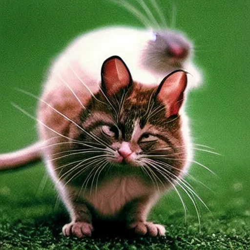 Image similar to “a cute cat chasing a mouse, tom and jerry”