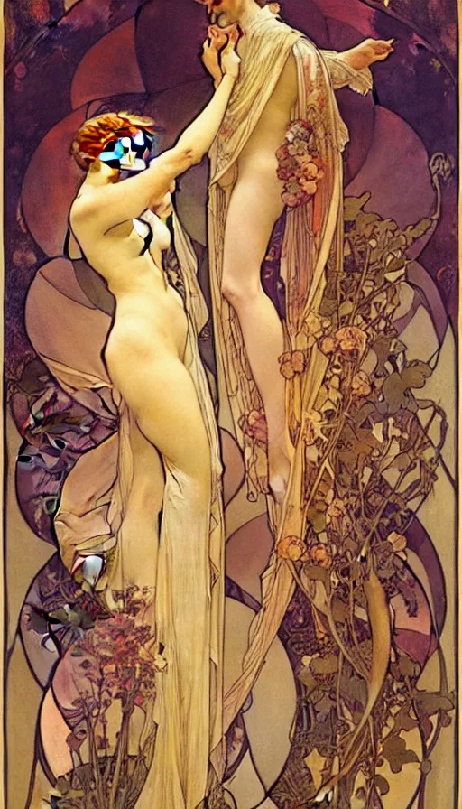 Image similar to the two complementary forces that make up all aspects and phenomena of life, by Alfons Maria Mucha