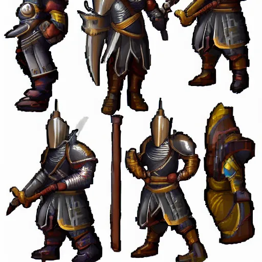 Prompt: knight character, spritesheet