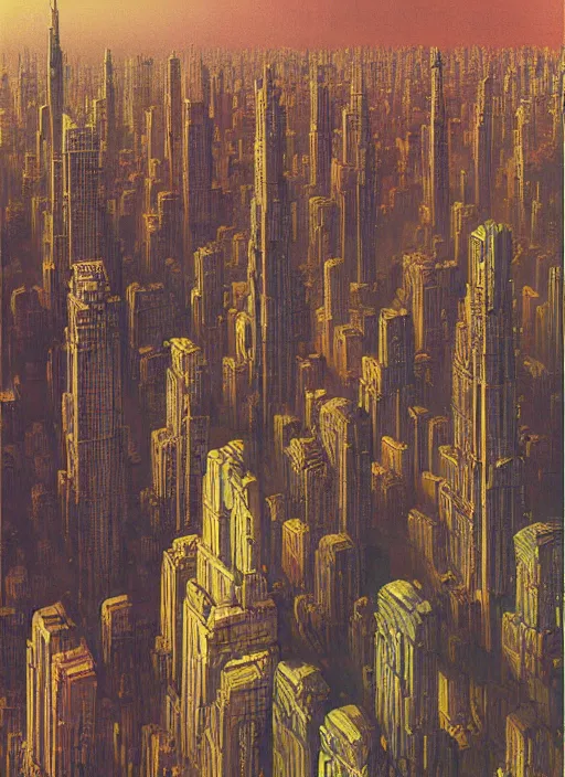 Image similar to densely populated megapolis city, highly detailed, science fiction, Edward Hopper and James Gilleard, Zdzislaw Beksinski highly detailed