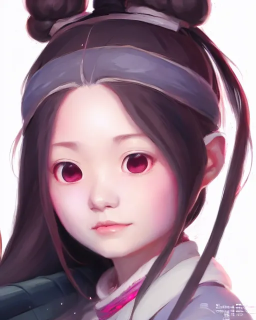 Image similar to character concept art of a nezuko as cute young female | | cute - fine - face, pretty face, key visual, realistic shaded perfect face, fine details by stanley artgerm lau, wlop, rossdraws, james jean, andrei riabovitchev, marc simonetti, and sakimichan, trending on artstation