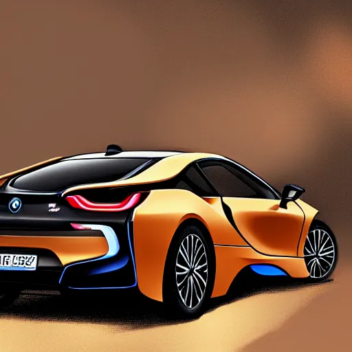 Image similar to bmw i 8 digital art in the style of greg rutkowski and craig mullins, 4 k