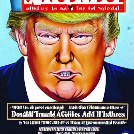 Image similar to Donald Trump on the cover of MAD MAGAZINE coverart stly Al Gaffee