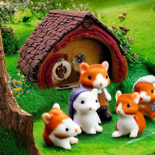 Image similar to lord of the rings calico critters in the shire