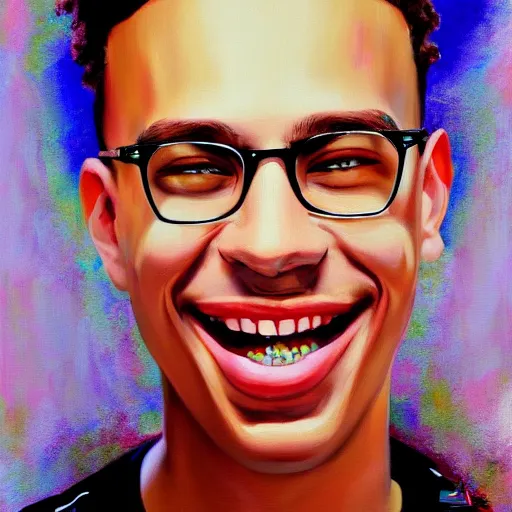 Prompt: rapper logic big smile, portrait painting