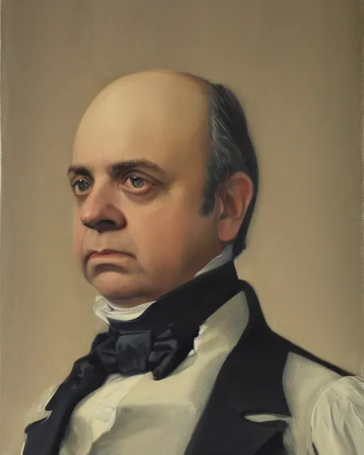 Prompt: upper body portrait of paul giamatti! as united states president john quincy adams, 1 8 2 7, official portrait, oil on canvas by anton otto fischer, trending on artstation