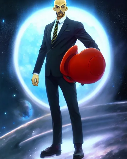 Prompt: gigachad luigi wearing a suit in the space lab, fantasy character portrait, ultra realistic, anime key visual like saitama, full body concept art like ernest khalimov, intricate details, highly detailed by greg rutkowski, ilya kuvshinov, gaston bussiere, craig mullins, simon bisley